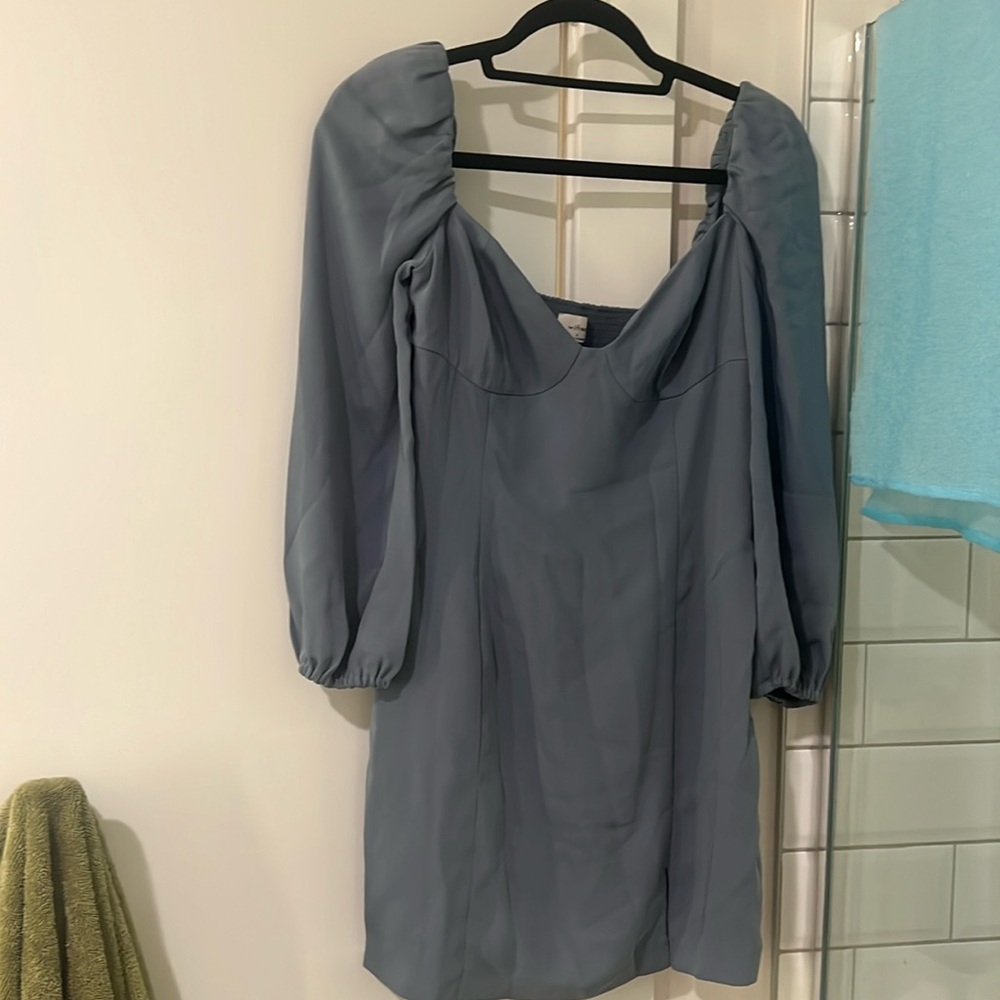 Aritzia babaton blue long sleeve mini dress, size 6